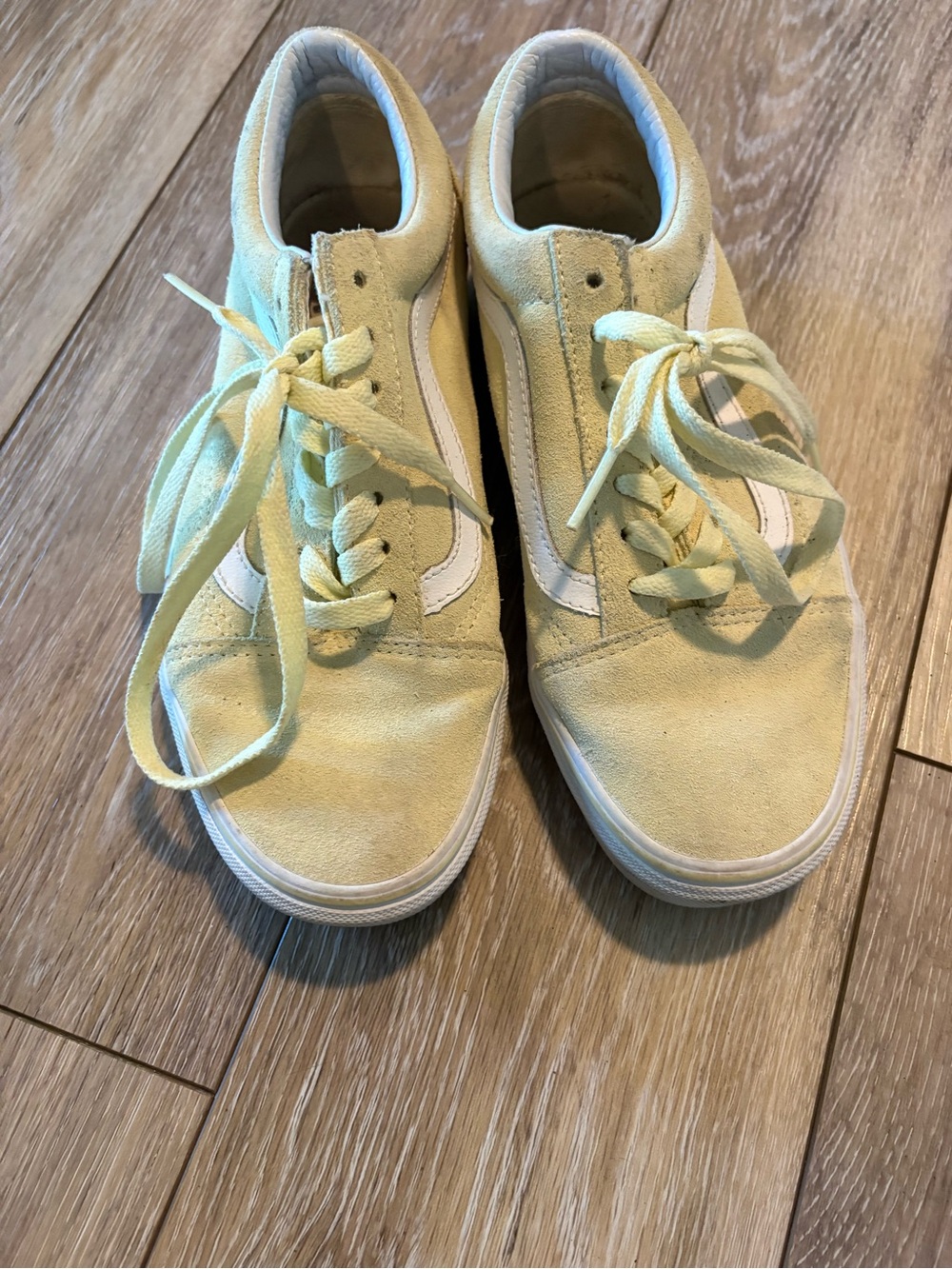 Vans Suede Old Skool Sneakers in Pale Yellow with White Stripe